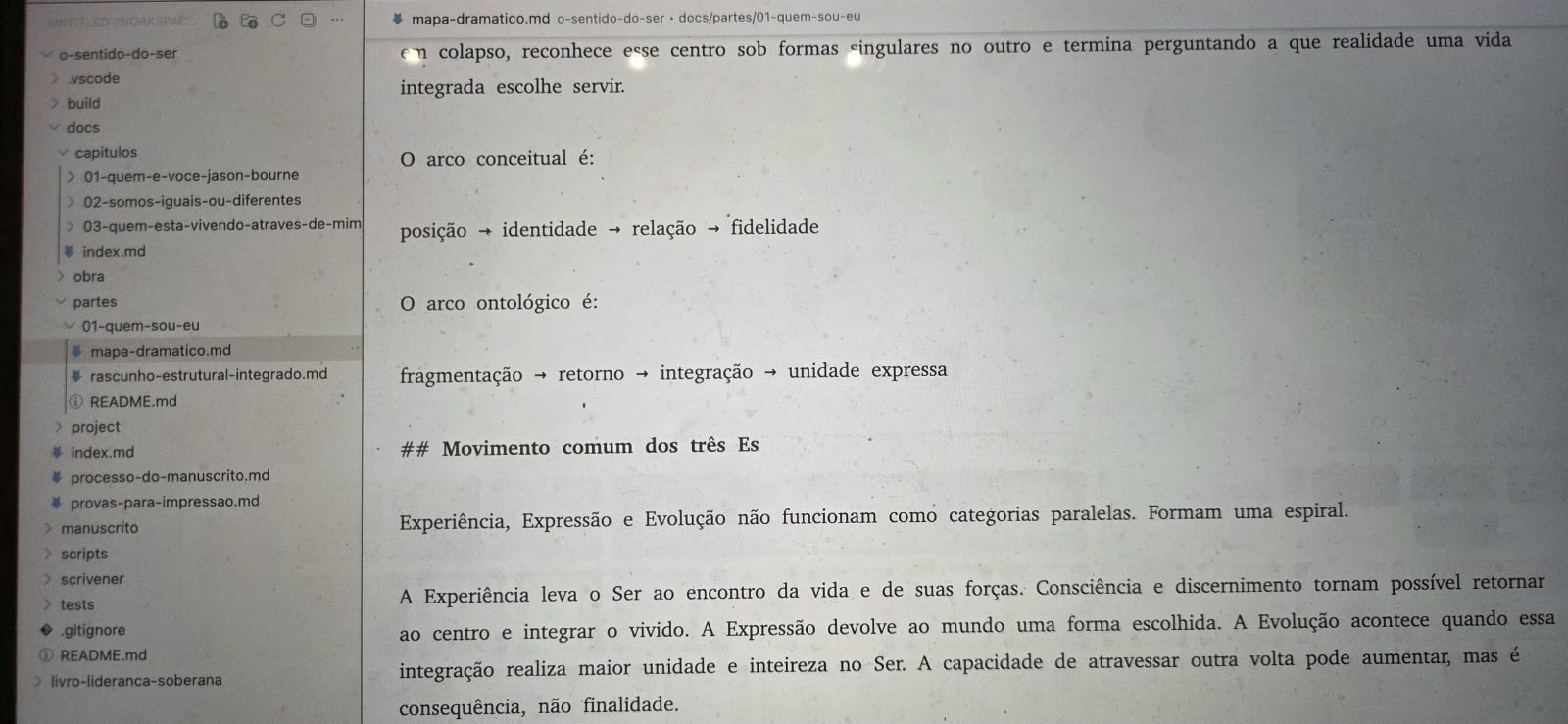 Imagem horizontal do registro público da sessão de trabalho sobre o mapa dramático da Parte I de O Sentido do Ser.